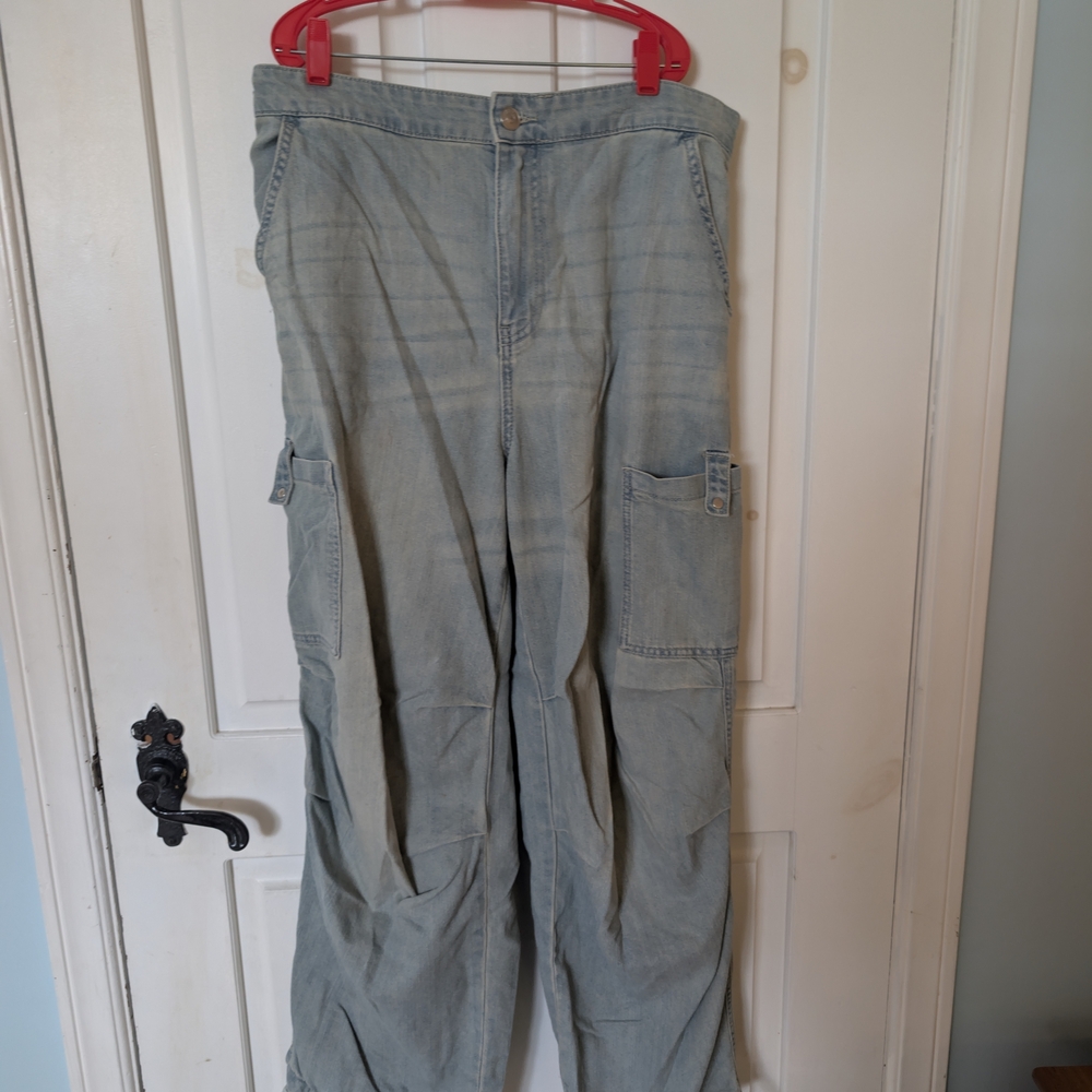 H&M Divided Light Blue Cargo/Parachute Pants